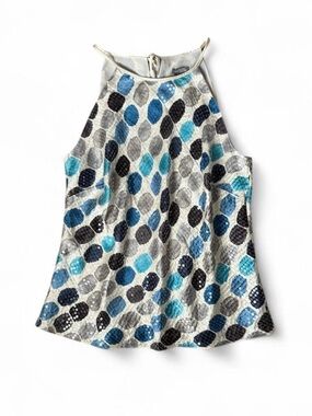 Ann Taylor Polka Dot Halter Top, sequins - Blue & Gray